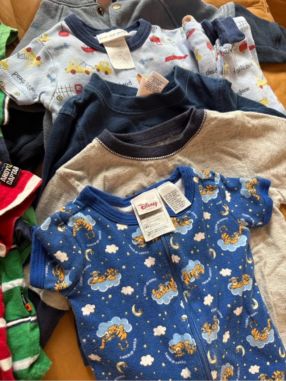 Mixed Lot Baby Boy Clothing Set with Blue Hoodie and Navy/Green Pieces 12mo